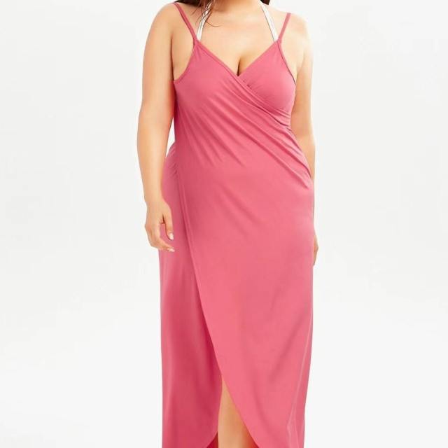 Hot sale plus size one piece wrap dress beach dress