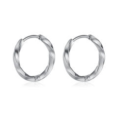 Simple twisted small hoop stainless steel earrings