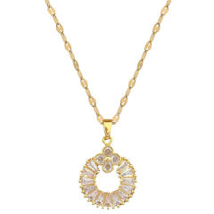 Delicate diamond circle tiny bow stainless steel necklace set