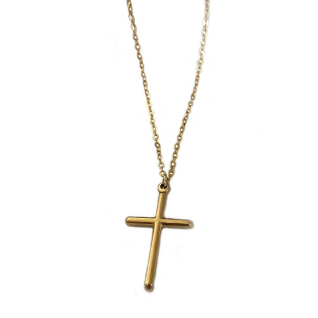 Simple tiny star cross pendant stainless steel necklace