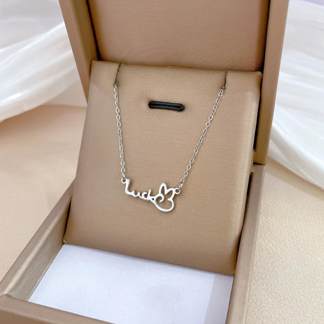 Funny lucky rabbit dainty stainless steel necklace