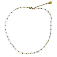 Summer white shell bamboo two layer stainless steel necklace