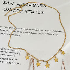 Simple tiny star cross pendant stainless steel necklace