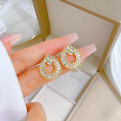 Delicate diamond circle tiny bow stainless steel necklace set