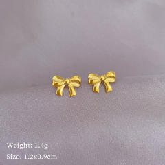 Cute tiny bow stainless steel studs earrings
