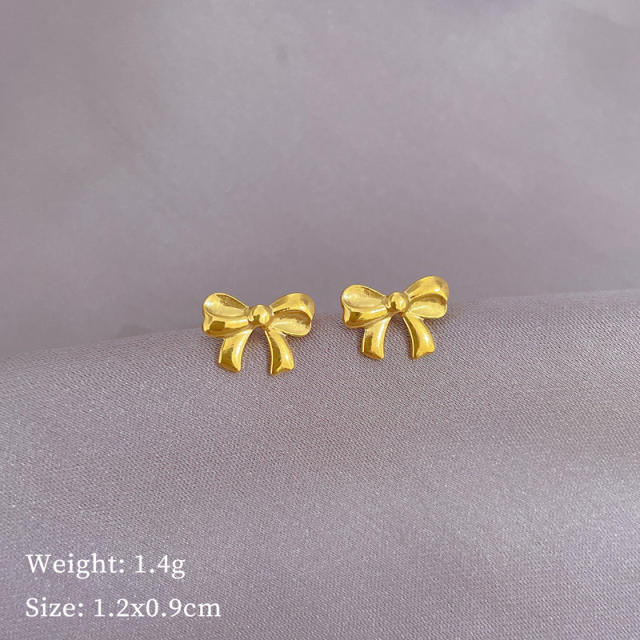 Cute tiny bow stainless steel studs earrings