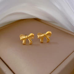 Cute tiny bow stainless steel studs earrings