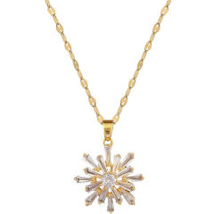 Dainty diamond snowflake stainless steel chain necklace set