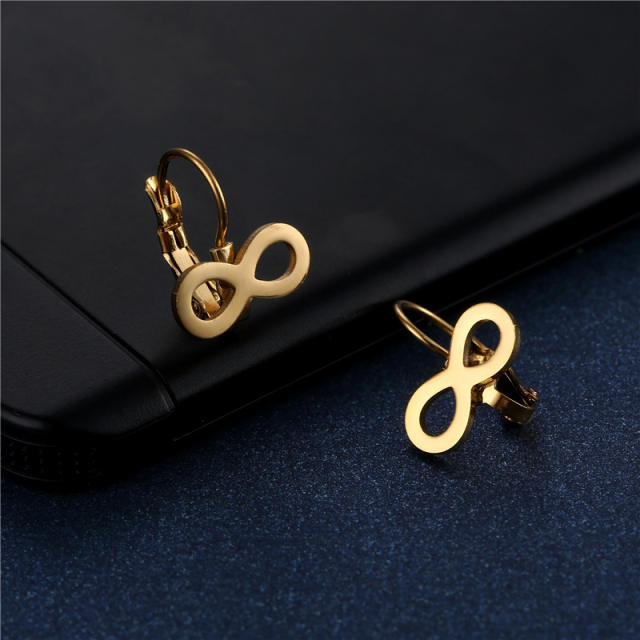 Concise infinity stainless steel huggie earrings