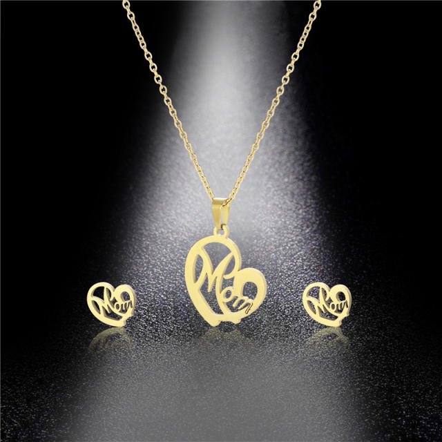 Mom letter stainless steel necklace set dainty necklace