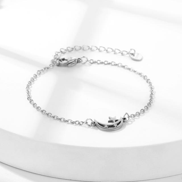 Boho hollow out moon star stainless steel bracelet