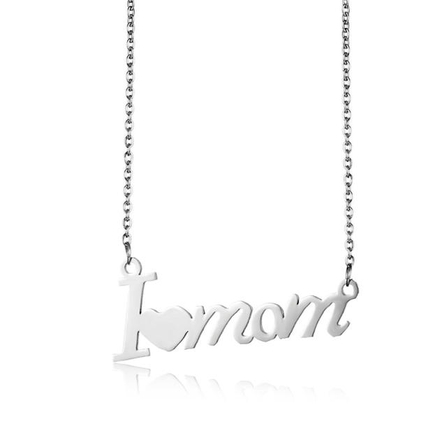 Silver color i love mama mother's day gift stainless steel necklace