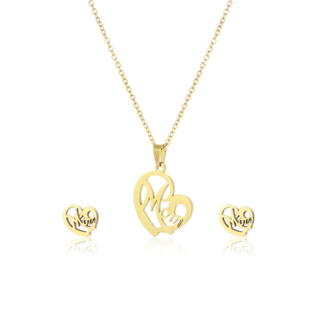 Mom letter stainless steel necklace set dainty necklace