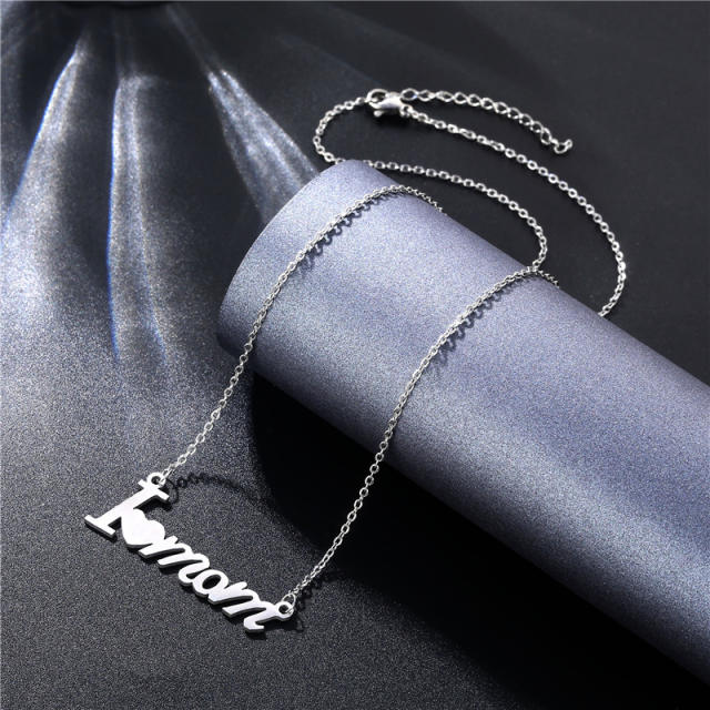 Silver color i love mama mother's day gift stainless steel necklace