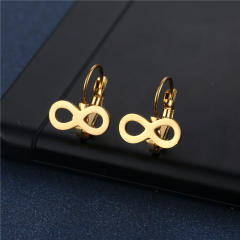 Concise infinity stainless steel huggie earrings