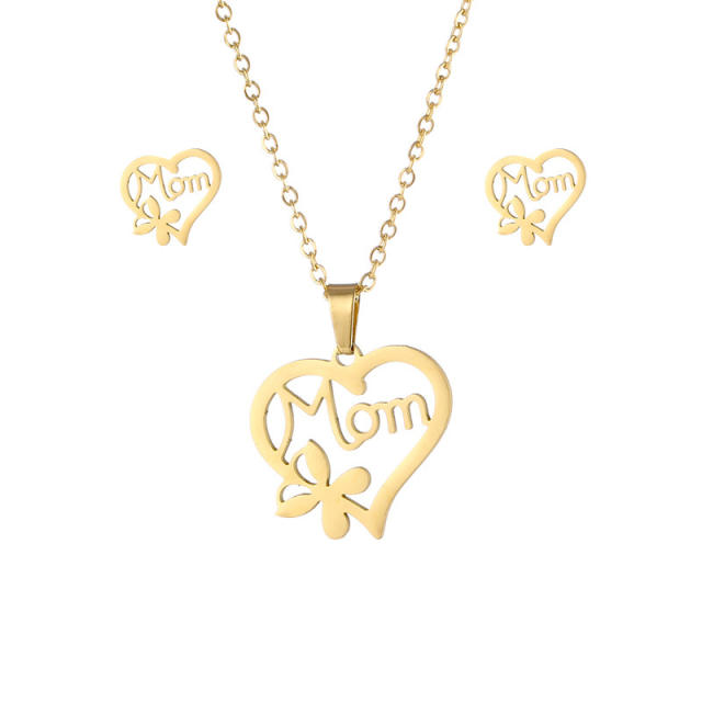 Dainty mother's day gift stainless steel necklace set