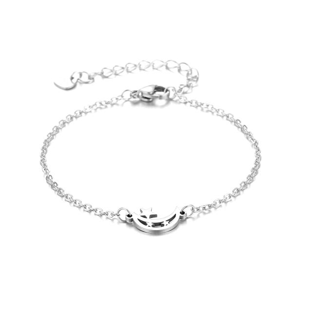 Boho hollow out moon star stainless steel bracelet