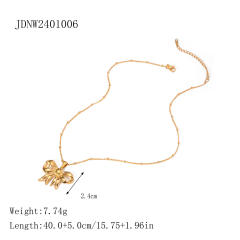 Super popular stainless steel bow necklace earrings set