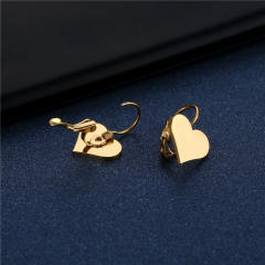 Concise heart stainless steel huggie earrings
