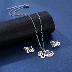Best mom letter stainless steel dainty necklace set