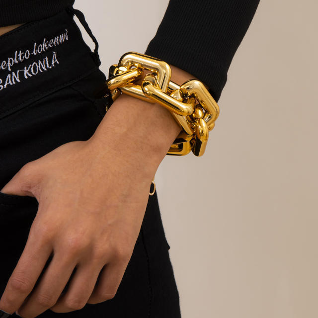 Punk trend CCB material chain bangle bracelet