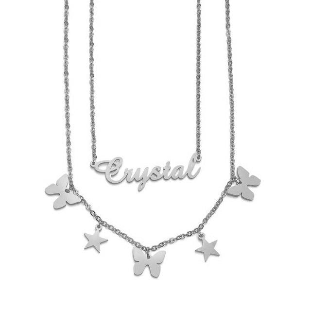 Two layer stainless steel custom name necklace