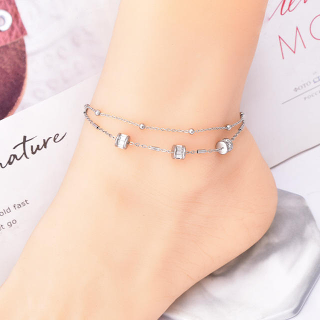 Delicate diamond stainless steel anklet