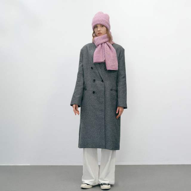 Plain color warm knitted beanie cap scarf set