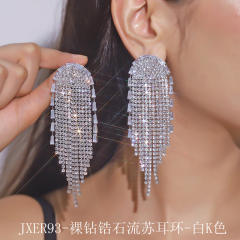 Luxury diamond tassel wedding bridal earrings
