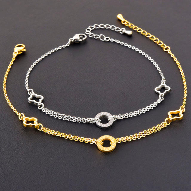 Korean fashion easy match circle stainless steel anklet