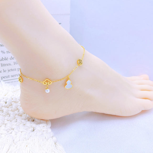Chinse trend luck cloud stainless steel anklet