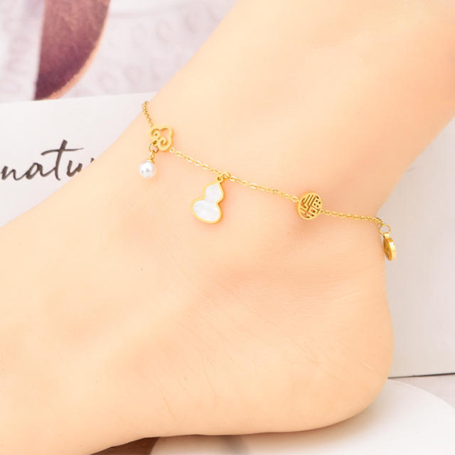 Chinse trend luck cloud stainless steel anklet