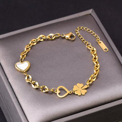 Korean fashion hot sale clover stainless steel anklet