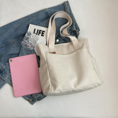 Korean fashion plain color canvas large capacity tote bag school bag