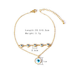 Boho evil eye stainless steel anklet