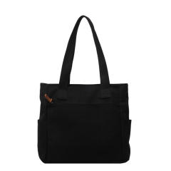 Korean fashion plain color canvas large capacity tote bag school bag