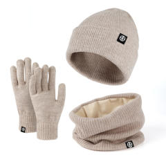 3pcs knitted warm beanie cap scarf gloove set