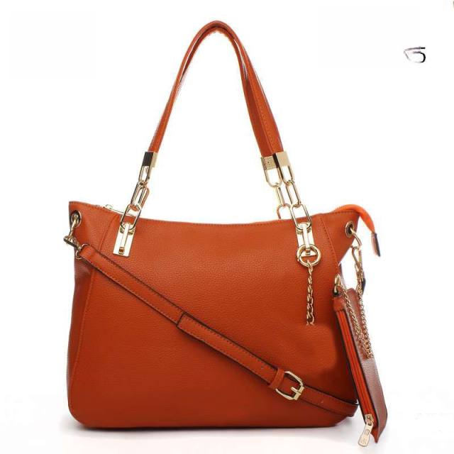 Plain color PU leather women tote bag