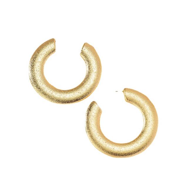 Chunky frosted design open hoop big earrings