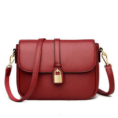 Korean fashion concise PU leather gold padlock women crossbody bag