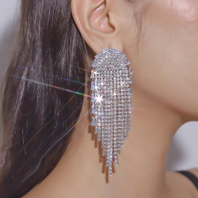 Luxury diamond tassel wedding bridal earrings