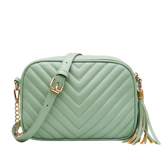 Elegant PU leather colorful quilted chain bag crossbody bag