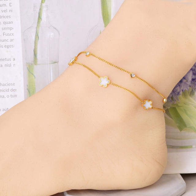 Korean fashion mother shell stainless steel anklet