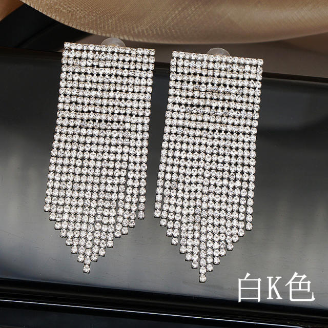 Delicate super shiny short diamond tassel party wedding earrings