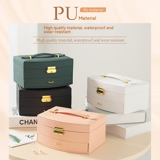 Multi layer PU leather large capacity jewelry box for adult children with lock