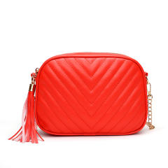 Elegant PU leather colorful quilted chain bag crossbody bag