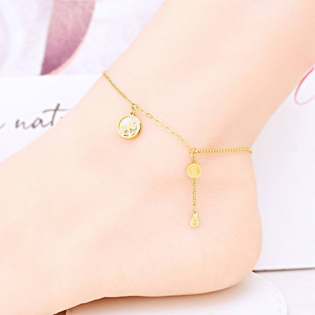 Korean fashion funny horse charm stainless steel anklet
