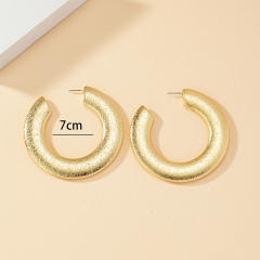 Chunky frosted design open hoop big earrings
