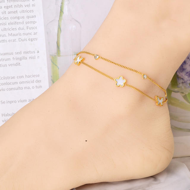 Korean fashion mother shell stainless steel anklet