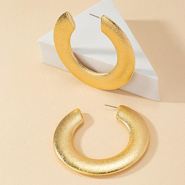Chunky frosted design open hoop big earrings